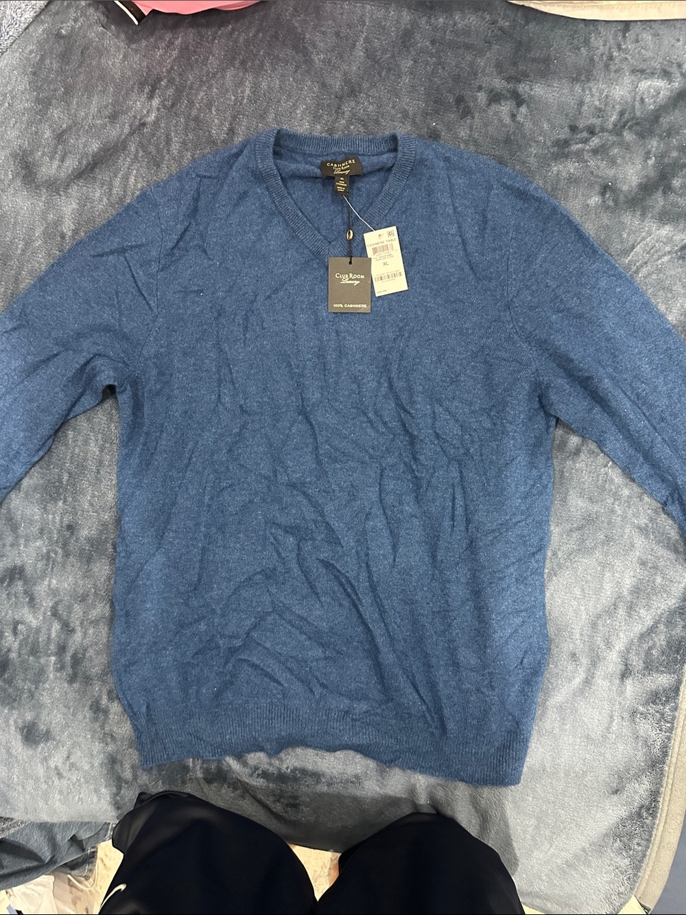 Club Room Men's V-Neck Sweater - Heathered Blue